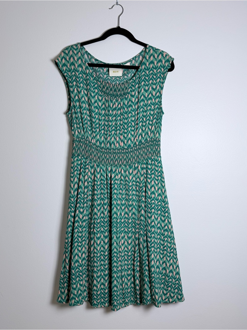 Maeve Green Chevron Midi Dress